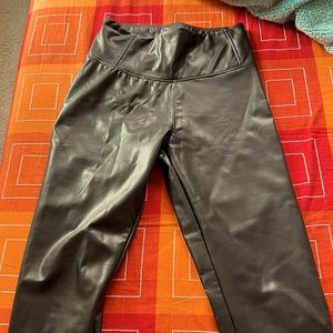 High Waist Black Leather Pants